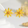 Brincos de Ráfia Florais Estilo Resort Transfronteiriços, Simples e Luxuosos, Brincos de Alta Qualidade, Pequenos, Doces e Versáteis para Mulheres