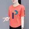 Stock de Liquidación de Comercio Exterior Transfronterizo Camiseta de Comercio Exterior Moda Femenina Casual Talla Grande para Mediana Edad Adelgazante Manga Corta Cubre Vientre Top Delgado para Madre