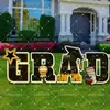 Placa de gramado popular para a temporada de formaturas de 2027, placa de gramado com tema de festa GRAD com glitter preto, placa de jardim