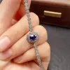 Pulsera de Zafiro Natural con Borla Transfronteriza Accesorios para Mujer Nicho de Alta Gama Joyería de Plata 925 4*6 Ventas Directas de Fábrica de Joyería