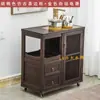 Gabinete de té móvil mesa de té pequeña mesa de bar de té gabinete lateral estante de almacenamiento cubo inferior de madera maciza gabinete de té integrado con tetera