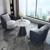 Estilo luxo leve combinação de mesa de centro para sofá individual mesa e cadeiras de negociação para recepção comercial escritório mesa de vendas e cadeiras sofá para visitantes de negócios de escritório