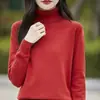 Nuevo modelo primavera 2026 suéter de punto liso de algodón puro con cuello semi-alto, suéter de punto de manga larga para mujer