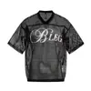Camiseta de Malla con Estampado de Letras Estilo Americano, Cuello en V, Manga Corta para Mujer, Camiseta Corta Calada de Verano, Top Holgado para Cubrir para Hombres y Mujeres