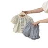 Roupa de Boneca de Renda Doce Pequena Princesa Novo Estilo Verão Menina Manga Curta Top Floral Moda Pequena Camisa Conjunto de Duas Peças