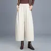 Calça feminina larga e curva, da moda e versátil, novo estilo outono 2026, cintura alta elástica, emagrecimento, calça casual solta, moderna