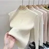 Atacado literário gola semi-alta básica feminina outono e inverno novo design de pérola torção único único top interno
