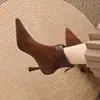 Botines retro de ante para mujer con tacones finos, sencillos y elegantes, nuevos zapatos de tacón alto de punta para otoño e invierno 2024, botines de estilo francés