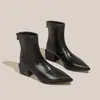 Botines 9818-2 de Punta Fina y Tacón Grueso, Botas Ajustadas Elásticas de Tacón Medio, Nuevas Botas Versátiles para Viajes de Otoño/Invierno 2026