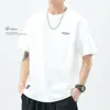 Camiseta de Manga Corta de Algodón Pesado para Hombre, Estilo Americano, Moderna, Corte Holgado, Talla Grande, Nueva Camiseta Base de Media Manga de Verano