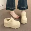 Botas de Nieve Gruesas Forradas de Borrego Peludo Engrosadas para Mujer 2026 Invierno Nuevas Slip-on Versátiles Birkenstock Zapatos Cálidos de Algodón