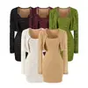Traje feminino estilo francês coleção outono 2026: top de cardigã com textura de renda, puro e sedutor + vestido tubinho justo bodycon
