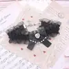 Gola Gargantilha de Renda Branca Laço Estilo Desejo Puro com Design Único, Gargantilha de Strass em Formato de Coração, Corrente de Pescoço Doce e Cool para Menina Spicy