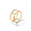 RAKOL Design Original Fashionável Geométrico Anel de Camada Dupla Feminino Estilo Coreano Exquisito Micro-incrustado Zircônia Anel de Dedo