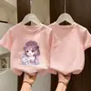 Novidades de Verão para Crianças Tops Infantis Algodão Puro Desenho Animado Roupas Infantis Estilosas Modernas Tendência Camisetas Camisetas de Manga Curta para Meninas