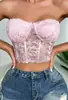 Corset de renda AYJ Europeu e Americano, com barbatanas, strapless antiderrapante, lingerie para garotas ousadas, estilo curto puro e sexy