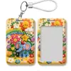 Pintura al óleo pintada a mano lindo elefantito tarjetero para comidas de estudiante funda deslizante para tarjeta de identificación de trabajo correa para el cuello para tarjeta de identificación de autobús universitario tarjetero para tarjeta de agua