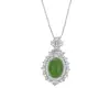 Silver City S925 Prata Esterlina Calcedônia Verde Natural Girassol Colar Brinco Anel Feminino Novo Estilo Chinês Moda Nacional Joias de Jade