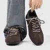 Zapatos de Entrenamiento Alemanes de Cuero de Color Sólido de Caña Baja con Cordones Zapatos de Correr Retro Modernos de Suela Plana Zapatos Casuales Modernos para Hombre Talla Grande