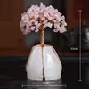 Árbol de Dinero de Citrino de Cristal Rosa Árbol de Cristal Natural Adorno Base de Piedra Cruda de Cristal de Ágata Alambre de Cobre Hecho a Mano