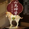 Juego de Seis Caballos de Cerámica Sancai Tang de Luoyang, Hazte Rico Inmediatamente, Artesanías de Estilo Chino Nuevo, Regalos, Adornos de Lujo para Sala de Estar