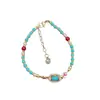 Pulsera de cuentas turquesas de lujo para mujer, diseño único, elegancia de alta gama, versátil, moderna y joyería personalizada