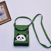 Bolso para teléfono móvil de estilo coreano con diseño de panda pequeño, bandolera de punto, bolso de mano con solapa, bolso informal para salir