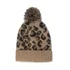 Amazon Europa y Estados Unidos transfronterizo gorro nuevo de lana moda casual protección para los oídos pompón gorro cálido gorro de punto leopardo comercio exterior para mujer