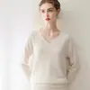 Suéter de cachemira para mujer, nueva colección otoño e invierno, prêt-à-porter premium, suéter de punto con cuello en V 100% cachemira pura, capa interior de moda
