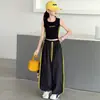 Conjunto de Verano para Niñas 2026 Nuevo Casual Estilo Coreano Chaleco Digital con Pantalones Rayados Set para Niños Mayores