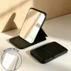 Espejo de Maquillaje Plegable Portátil de PU para Estudiantes Mujeres, Espejo de Retoque de Escritorio para Dormitorio, Diseño Artístico, Mini Espejo Portátil al por Mayor
