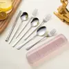 Acero Inoxidable Portátil Vajilla Palillos Tenedor Cuchara Estudiante Fiesta Oficinista Juego de Tres Piezas Regalo para Adultos Juego de Vajilla