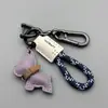 Llavero Colgante de Cachorro Bulldog Francés Lindo de Dibujos Animados Anillo para Llavero de Coche Colgante de Bolsa de Cuerda Tejida a Mano de Cuero