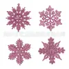 Cadena GratuitaCopos de Nieve Navideños Decoración Navideña Adornos para Árbol de Navidad Colgantes Polvo Dorado Brillante Plástico