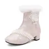 Botines Mary Jane Bordados Florales Estilo Chino con Volantes de Perlas, Botines Cortos para Padres e Hijos, Botines Bajos para Estudiantes, Tallas 28-43, Comercio Exterior