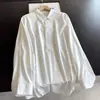 2026 Camisa de Algodão Evasê Plissada Top Curto Elegante com Gola Camisa de Trabalho Fina Blusa Atacado H08FT2311