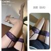 Shuoyao "Flor Fantasia" Brilho Aurora Meia-Calça de Alça Acima do Joelho Ultra Fina Seda Preta Sexy Lingerie Meia-Calça de Alça para Mulheres A265
