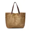 Bolsa Tote Unissex Grande Capacidade Lona Encerada Bolsa para o Dia a Dia Bolsa de Ombro Impermeável Bolsa de Compras de Alto Valor