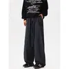 Pantalones Casuales de Diseño Rayado Relajado Estilo Retro Americano Scimitar Estilo Pareja Sueltos Versátiles de Pierna Ancha Largos hasta el Suelo Modernos