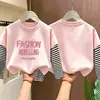 Linda camiseta básica de manga larga para niñas, colección primavera/otoño 2026, camiseta elegante de cuello redondo, algodón puro, aspecto en capas, para niños de talla mediana y grande