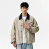 Chaqueta de trabajo estilo granero americano para hombre, nueva colección de otoño 2026, cuello patchwork lavado retro, moda urbana, top corto fresco y elegante