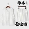 Abrigo Tang de Verano Sudadera de Lino para Hombre Chaleco sin Mangas Estilo Chino Hebilla Vintage Traje Chaleco de Algodón Lino Chino