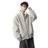 Chaqueta Abrigo de Lana Gris Pesado con Cuello Alto para Mujer Hombre Invierno Nueva Sensación de Alta Gama Engrosada Cálida Cardigan con Doble Cremallera
