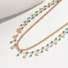 Bikini Sexy Nuevo Europeo y Americano Transfronterizo Cadena de Cintura con Cadena de Borla de Pedrería Azul para Mujeres Cadena Corporal de Concha Metálica