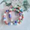 Pulsera de Piedra Ojo de Gato de 8 mm con Diseño Bicolor Graduado Transparente Hielo, Pulsera de Piedra Shoushan con Cuentas de Vidrio, Joyería Suave que se Envuelve Alrededor del Dedo