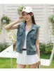 Foto Real del Nuevo Chaleco de Mezclilla de Estilo Coreano Moderno Retro Versátil Holgado Suave Agradable a la Piel en Azul y Otros Colores