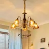 Candelabro vintage estilo francés para sala de estar, candelabro principal retro de madera maciza para el recibidor, candelabro de bambú con estética de la dinastía Song, candelabro con forma de calabaza, candelabro de hierro forjado