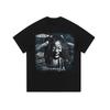 Camiseta de manga corta estilo hip-hop estilo americano con estampado de parodia, de 260 g, con lavado intenso y base de agua, estilo Joker, para hombre