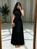 869W Vestido longo de malha sem mangas estilo europeu e americano com cintura plissada e barra ampla para banquete vestido de noite 2026