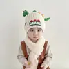 Conjunto de Bufanda y Gorro de Punto Estilo Coreano para Niños, Set de 2 Piezas para Niños y Niñas, Letras Bordadas, Color Sólido, Gorro de Bebé Versátil para Invierno